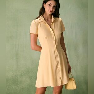 “The Yellow Button Down Shirt Mini Dress”